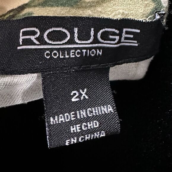 Rouge Collection Women's Plus Sz 2X Floral Green Orange Tube Maxi Dress Skirt - Picture 9 of 10